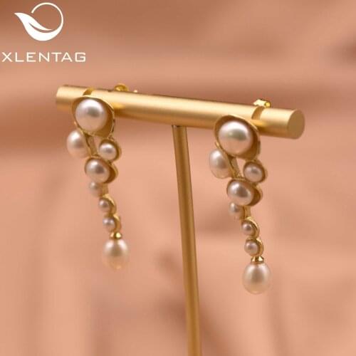 Xlentag Pure Natural Freshwater Pearl Stud Earrings 925 Sterling Silver Ear Pin Womens Wedding Birthday Gifts Jewelry GE0330B