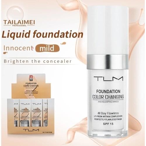 3PCS TLM Color Changing Foundation Profesional Colour Changing Face Makeup Waterproof Makeup Gift Skin Care Liquid Foundation