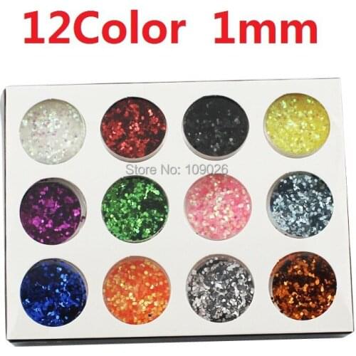 12Color 1mm Manicure Sequins Nails Spangle Paillette Nail Art Decoration Round Glitter Metal Shiny Powder