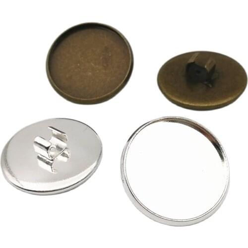 10-20mm 50pcs/lot Leather Rope Tray Buckle Brass Silver/Antique Bronze Blank Hairpin Buckle Cameo Cabochon Base Jewelry