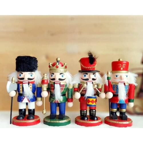 15cm Movable doll puppets children Christmas gift nutcracker soldiers wood puppet villain painted HT037-2