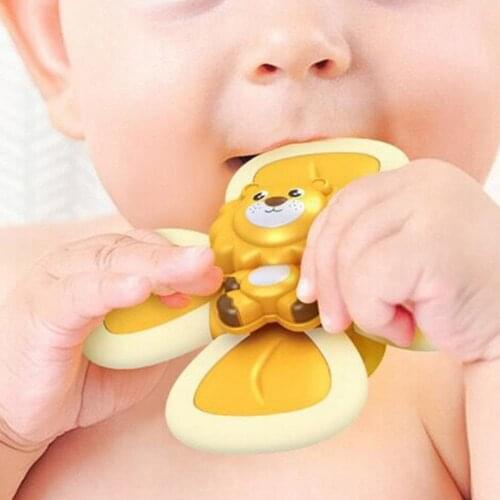 3Pcs/Set Spinning Top Cartoon Animal Hand-eye Coordination Safe Suction Cup Spinning Top Toy for Glass