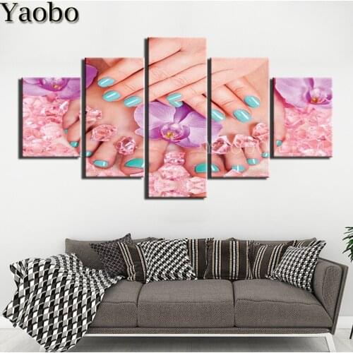 5 Panels Manicure Paintings diamond painting diamond embroidery full square/round drill puzzles picture for the new year gift