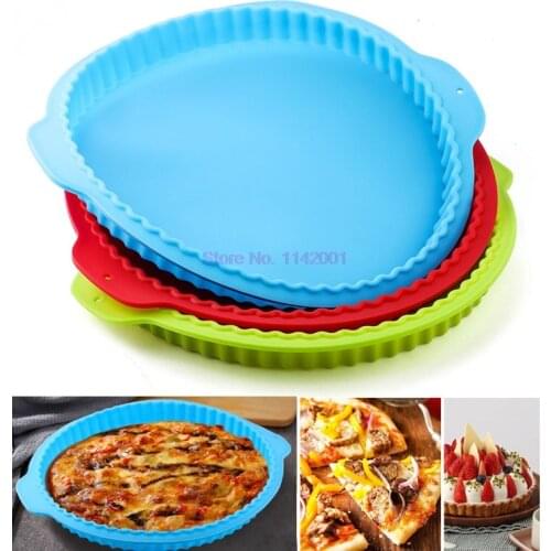 50pcs Pizza Round Wave Edge Silicone Baking Mould Pan Cookie Bread Pastry Loaf Pizza Pie Toast KitchenTray Pan Cake Mold