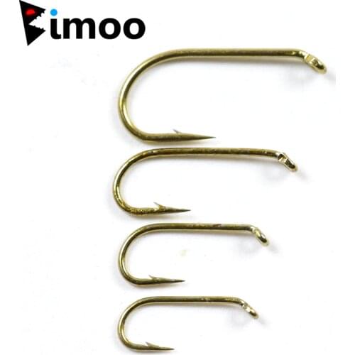Bimoo 50pcs Fly Fishing Wet Fly Hook 2X Strong Wire Nymph Hook Bronze Finish Fly Tying Material Size 8 10 12 14 16