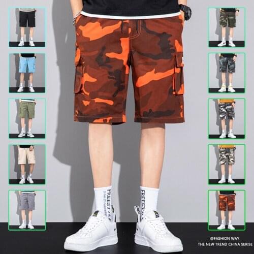 Cargo Camouflage Shorts Mens Harajuku Casual Loose Streetwear Plus Size Multi-pocket Cotton Shorts 2021 Hip Hop Fashion Male