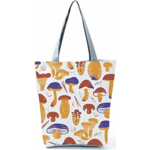 Retro Colorful Mushroom Shoulder Bags New Practical Creativity Travel Storage Bag Waterproof Beach Polyester Womens Handbag