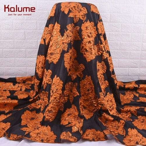 Kalume Hot Sale African Gilding Jacquard Lace Fabric Fashion Nigerian Tulle Lace Fabric Embroidery Organza Lace For Party 2165