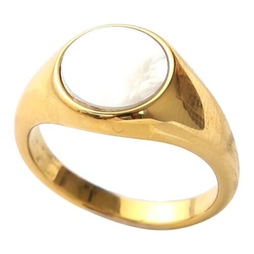 INS Trend Geometric Round Stainless Steel Ring Gold Plated Titanium Steel Shell Finger Rings For Men Women Jewelry Wholesale