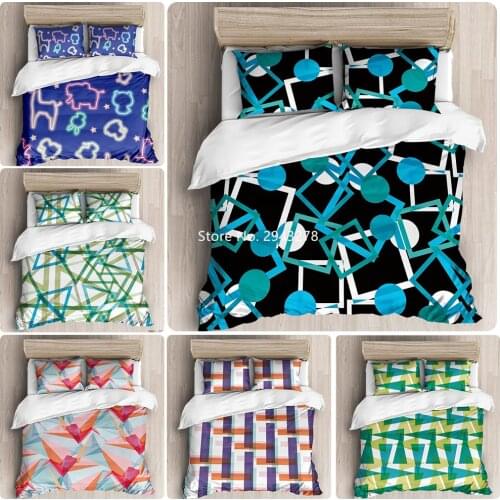 Geometric Color Fashion Bedding Set King Queen Large Bedroom Decoration Children Adult Duvet Quilt Cover Pillowcase Full Size