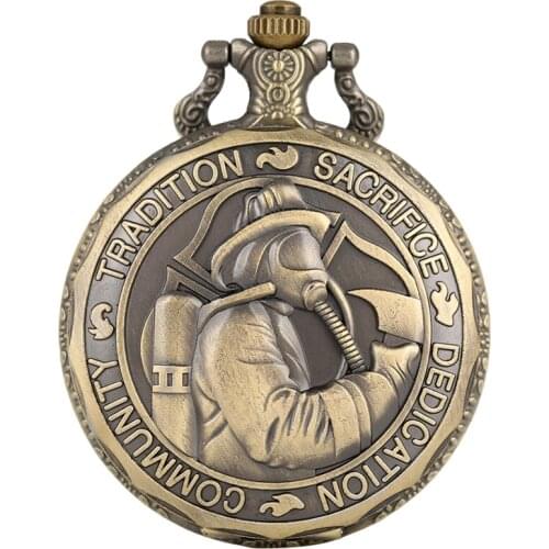 ST Saint Florian Patron Saint Of Fire Fighters Challenge Quartz Pocket Watch Tradition Sacrifice Dedication Community Chain Gift