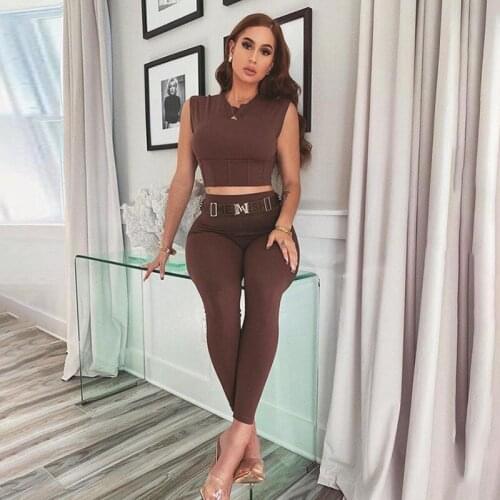 2021 Ins Fashion Pure Color Sleeveless Tight Sports Breathable High Waist Leggings And Bra Yoga Gym Suit