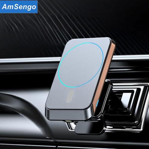 Amsengo Magnetic Car Phone Holder For iPhone 12 Pro Max Phone Holder Fast Wireless Charger For Car Air Vent Mount Holder Stand