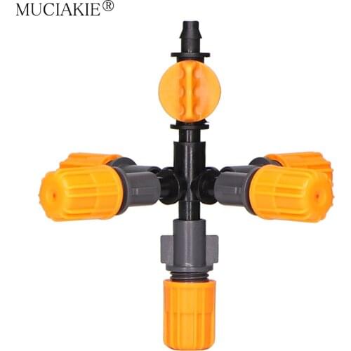 MUCIAKIE 1PC Micro Bird Nest 5 Outlet Adjustable Misting Nozzle With Valve kit Hanging Cross Atomizing Irrigation Sprinkler
