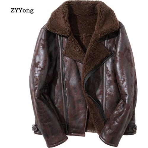 Mens Leather Jackets Motorcycle Fashion Turndown Collar Zipper Pockets Male Vintage Short Coats Biker Faux Leather Fashion