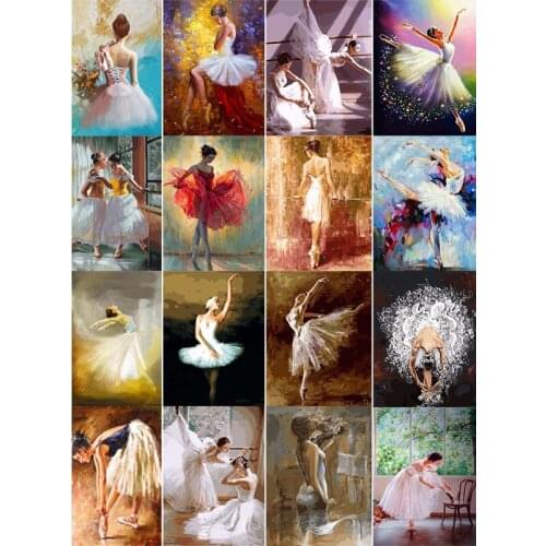 DIY Diamond Drawing By Numbers Ballet Girl Canvas HandPainted Oil Painting By Number Dancer Figure Home Decor HM1484