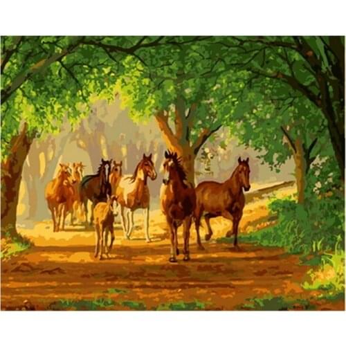 Frameless oil painting by numbers paint by number for home decor canvas painting 4050 horse running