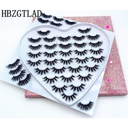 5//21 Pairs 10-25mm Fake Eyelashes 100% Mink Eyelashes Mink Lashes Natural Dramatic Volume Eyelashes Extension False Eyelashes