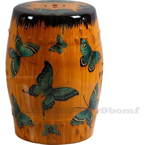 Custom Neoclassical Handmade Chinese Porcelain Stool Porcelain Pier Guzheng Stool Creative Hollow Ceramic Stool Drum Stool Moder