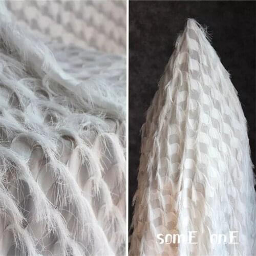 New Tassels Embroidered Tulle Fabric White Eyelash Fringe DIY Patches Decor Skirt Wedding Dress Lace Designer Fabric