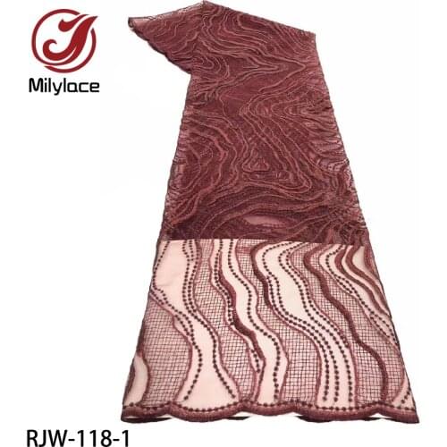 New Arrival African Sequin Lace Fabric 2020 High Quality Lace French Lace Fabric 5 Yards for Nigerian Dress RJW-118