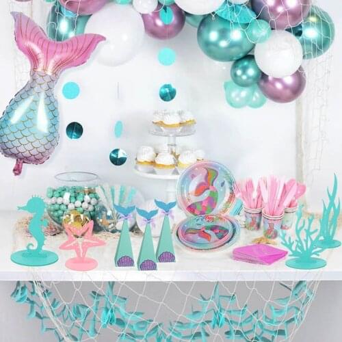 New 8pcs/set Little Mermaid Balloons 32 inch Colorful Number Ballon 0 1 2 3 4 5 6 7 8 9st Happy Birthday Party Balloon Decortion