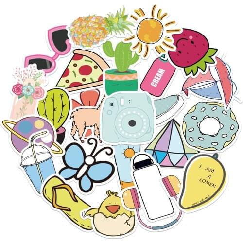 New Luggage Stickers for Moto Car & Suitcase Cool Fashion Stickers 50Pcs PVC Waterproof Vsco Girls Kawaii Pink Fun Sticker Toys