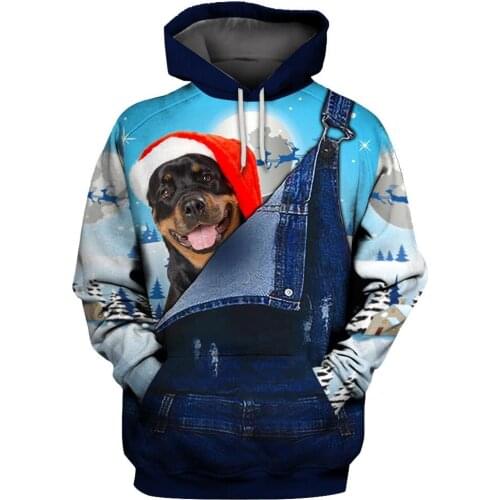 CLOOCL Graphic Overalls Men Hoodies Christmas Rottweiler Animals Men Clothing Pets Sweatshirts Casual Tops Harajuku Streetwear