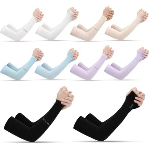 Women Men UV Protection Cooling Arm Sleeves Compression Sunscreen Long Cover Fingerless Gloves For Running Cycling Fishing Sport