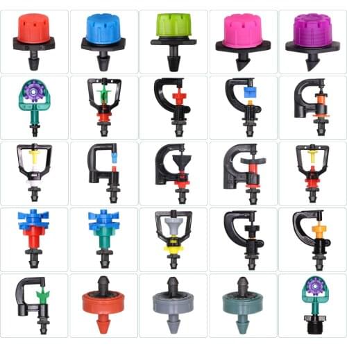 RBCFHl 24 Types of Rotating Spinklers Drip Irrigation Mini Rotation Nozzle Spray w/ 1/4'' Barb Connector Mini Rotary Sprayer