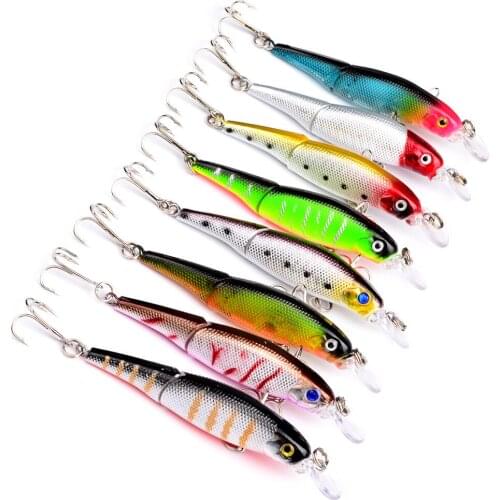 1PCS Minnow Fishing Lure Laser Hard Artificial Bait 3D Eyes 9.2cm 7.5g Fishing Wobblers swim bait jointed Crankbait Minnows