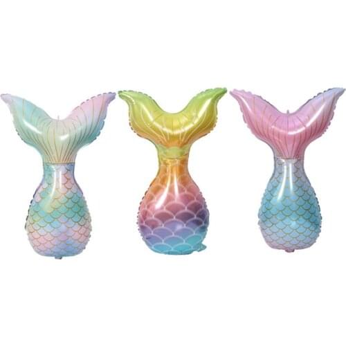 50pcs Mermaid Tail Balloons Gradient Foil Balloon for Mermaid Sea Theme Party Supplies Birthday Baby Shower Decoration