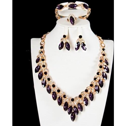 LAN PALACE african bridal fashion jewelry for party austrian crystal earrings necklace ring bracelet free shipping