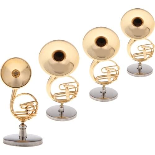 Tooyful Exquisite Copper Miniature Sousaphone with Wood Case and Stand Mini Musical Instrument Model