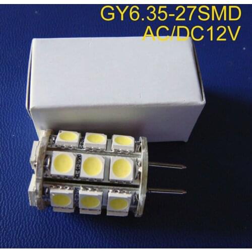 High quality 12V led GY6.35 light AC/DC12V led 5050 27SMD GY6.35 bulbs,12V GY6.35 bulbs free shipping 5pcs/lot