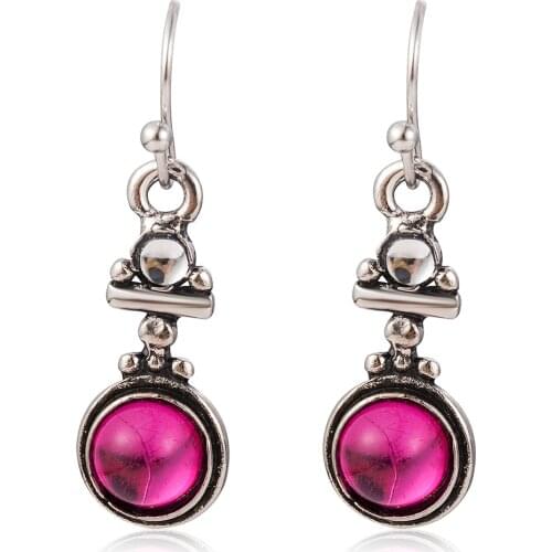Vintage Moonstone Pink Stone Earrings for Women European and American Fashion Trendy Earrings Jewelry Gift Wholesale