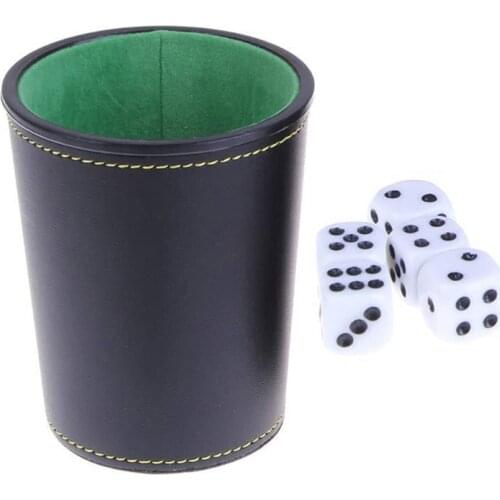 Y1UC 1 Pc PU Leather Dice Cup, Green Flannel Interior Quiet Dice Shaker Cup for Liars Dice/ Farkle/ Yaht-zee Games, 1 Pcs