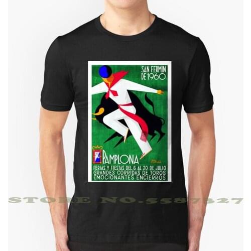 1960 Pamplona Spain Running Of The Bulls Poster Fashion Vintage Tshirt T Shirts Pamplona Spain España Pamplonada San Fermin