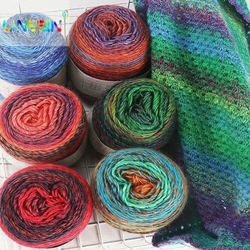 2 pieces*100g Dyeing Mohair Wool Blends Dyed rainbow wool yarn for Hand Knitting Hand-woven knit crochet knitting Woolen t4