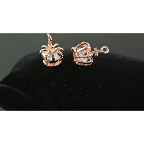 20pcs CZ Beads Inset Hollow Out Crown Pendants 10x16mm Gold Silver Copper Crowns Charm DIy Findings