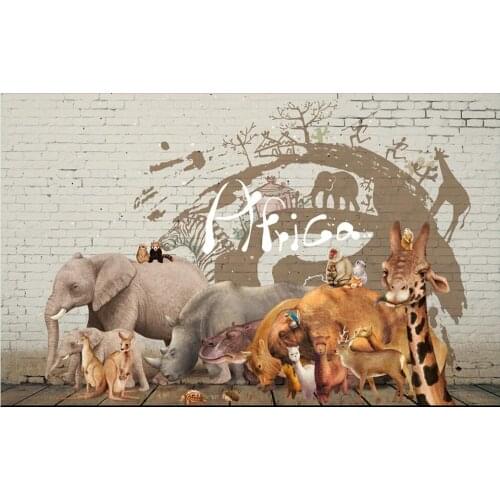 Custom mural 3d photo wallpaper African steppe animal retro brick wall background decor living room wallpaper for wall 3 d