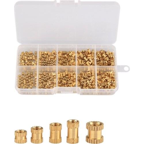 500Pcs Injection Nut Brass Insert Nut M2/M2.5/M3 Knurled Nuts Knurling Assorted Kit