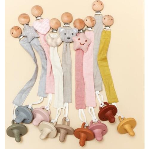 Baby Infant Cotton Pacifier Clip BPA Free Silicone Soother Nipple Dummy Holder Food Grade Silicone