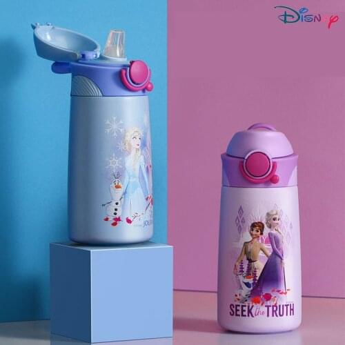 390ML Disney Hydro Flask Duck Beak Straw Protect Your Teeth Stainless Steel Water Bottle Frozen Childrens Cup