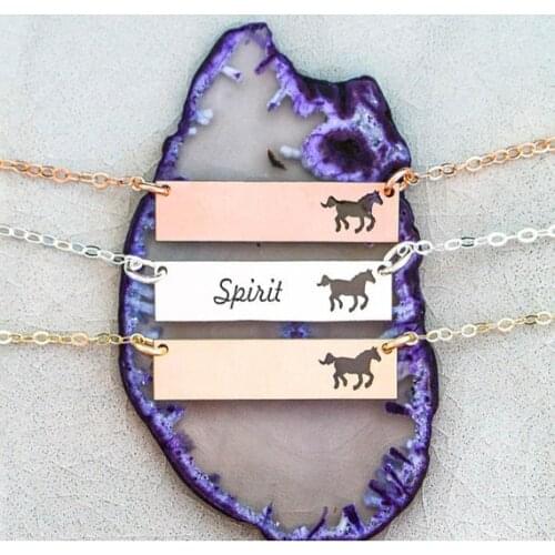 Racing Horse Bar Necklace Exquisite Horse Jewelry Running Horse Pendant Necklaces Custom Any Words Accept Drop Shipping YP6075