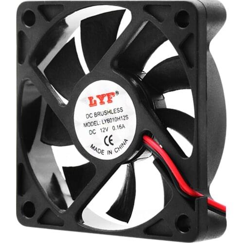 2pcs DC 12V Computer Fan 2 Pins 60mm Black Computer PC CPU Cooler Cooling Heat Sink Case Fan 4900-6050 RPM Speed