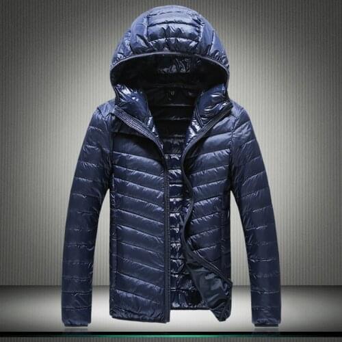 2019 Men Hooded ultraLight White Duck Down Jacket Warm Jacket Line Portable Package men pack jacket