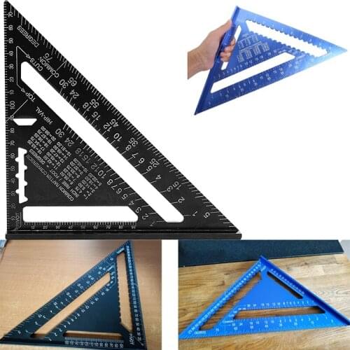 Protractor Angle Ruler 7/12 inch Metric Aluminum Alloy Triangular Measuring Ruler Woodwork Square Triangle Angle Measuring