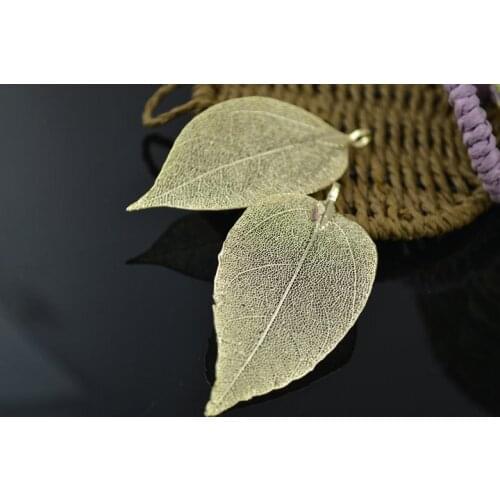 High Quality big size Gold leaf 28x49mm leaf clothing accessories materials big pendents for necklaces 20pc/lot free shipping
