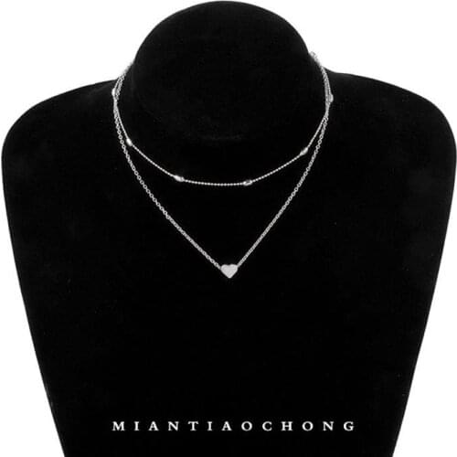 Fashion Women Layer Necklace Adjustable Chain Pendant Necklace Heart Choker Necklace Pendant Choker Necklaces for Women Jewelry